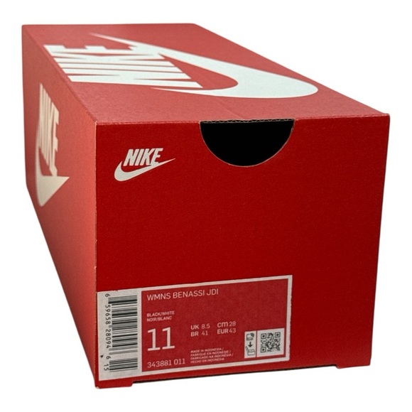 Nike Women’s Slides Sandals BENASSI JDI Black/White Classic NWT Size 11 - Picture 10 of 10